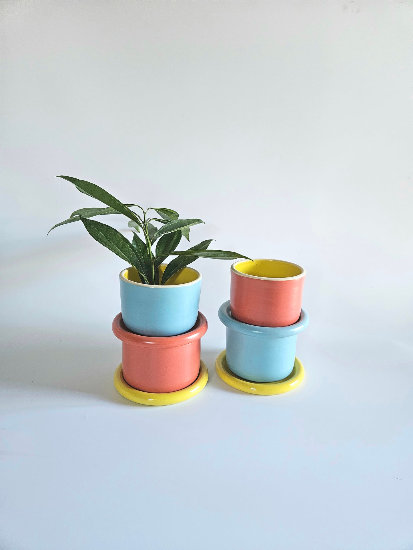 Planter with Chunky Tray, Three-Toned (Made to Order)