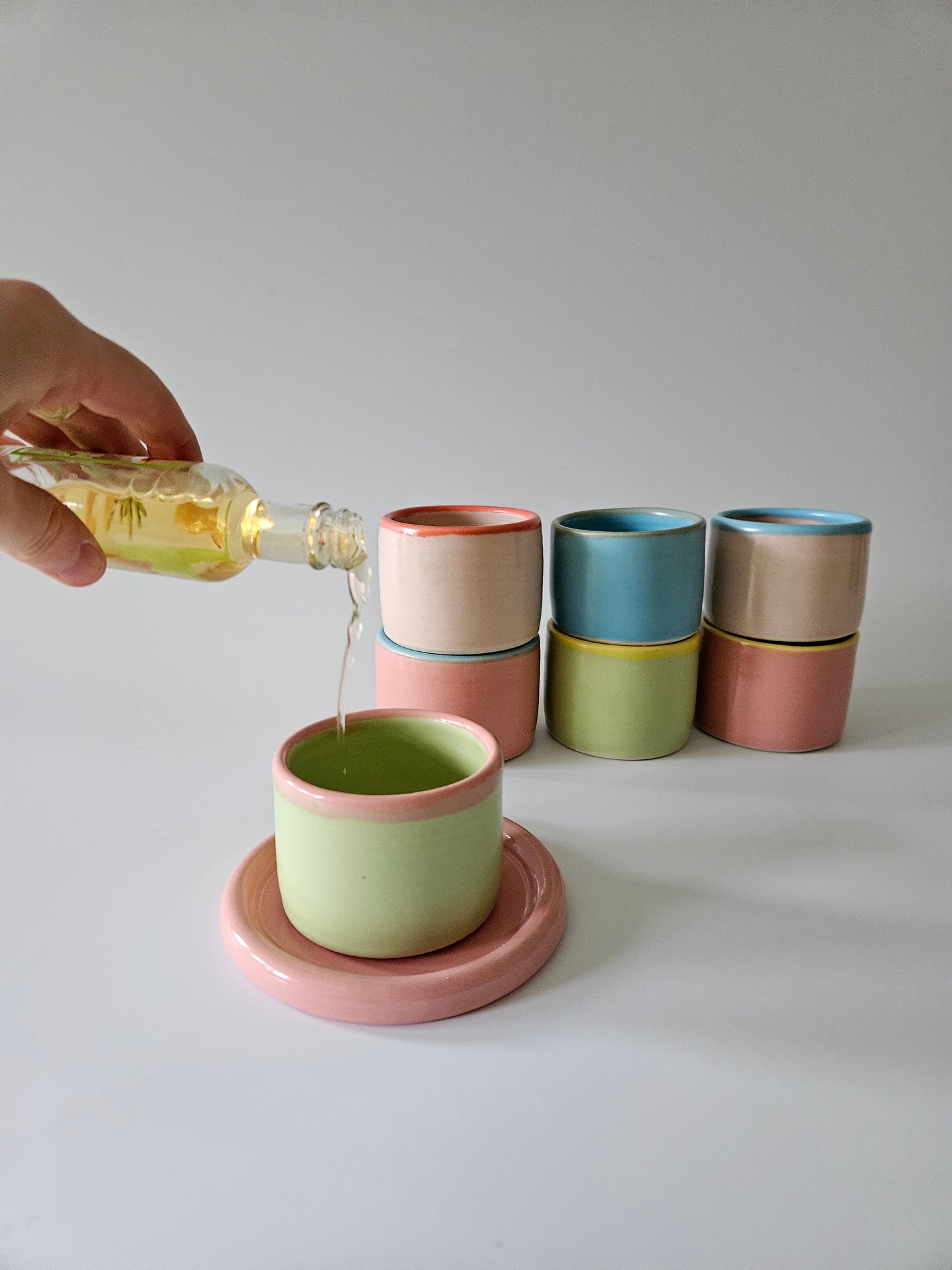 Double Shot Glass with Colorful Rim