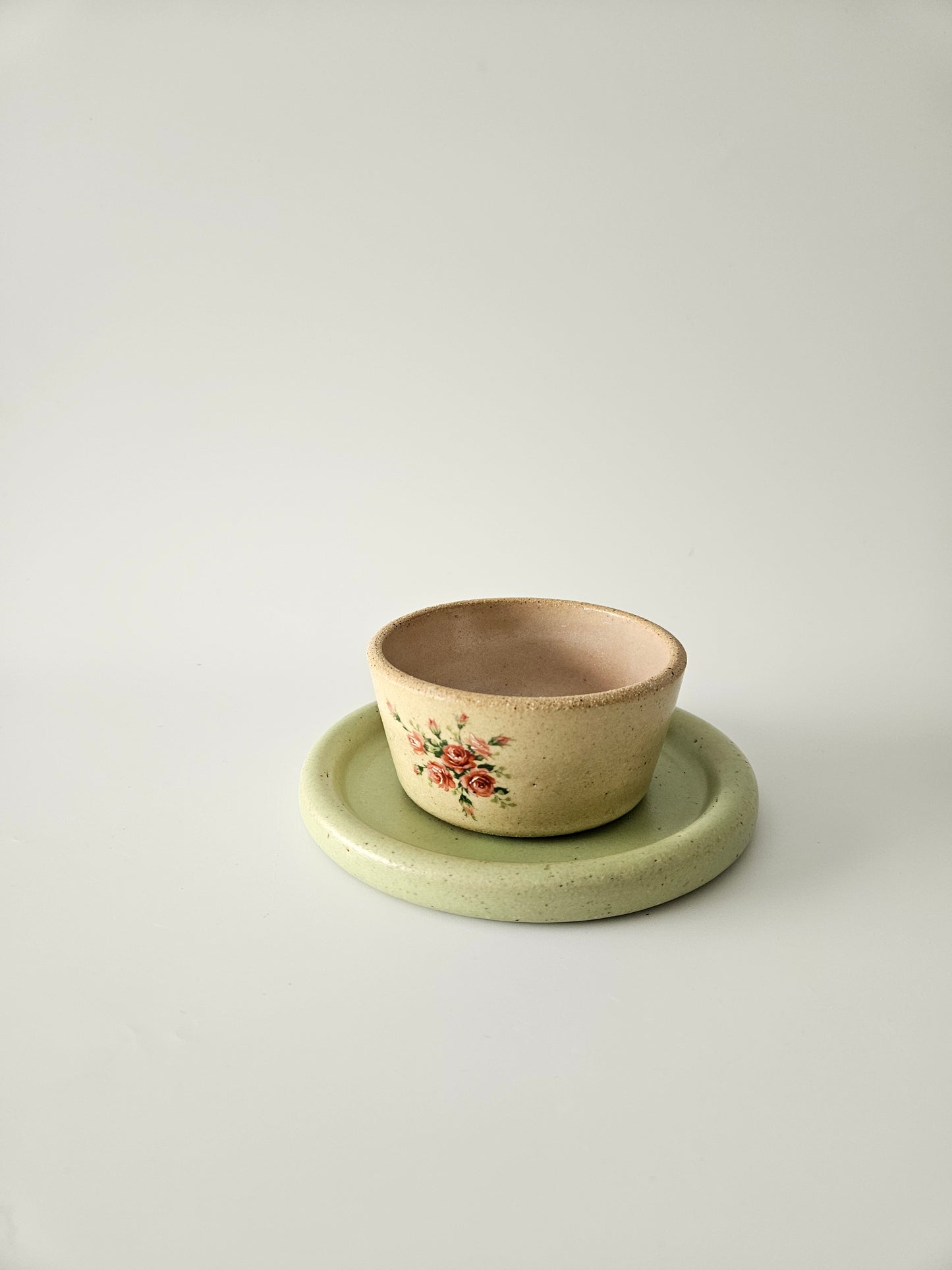 Small Dish with Vintage Floral Decals