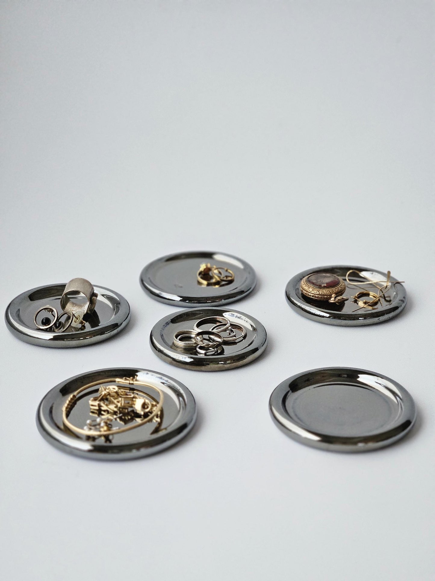 Chrome Ring Dish (Made to Order) • Handmade Wheel Thrown Ceramic • Silver Jewelry Tray