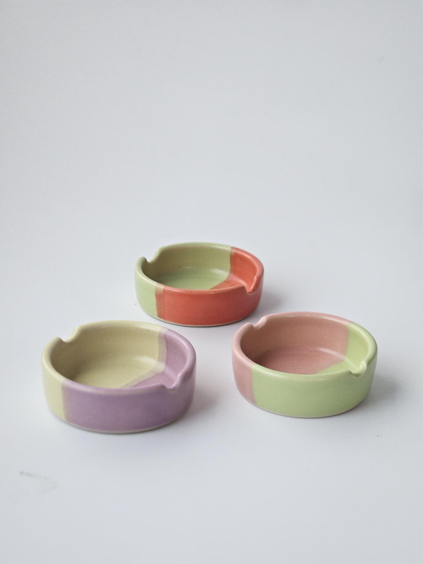 Half & Half Ashtray (Ready to Ship) • Color Block Ashtray • Handmade Colorful Ceramic • Pottery • Vintage Retro