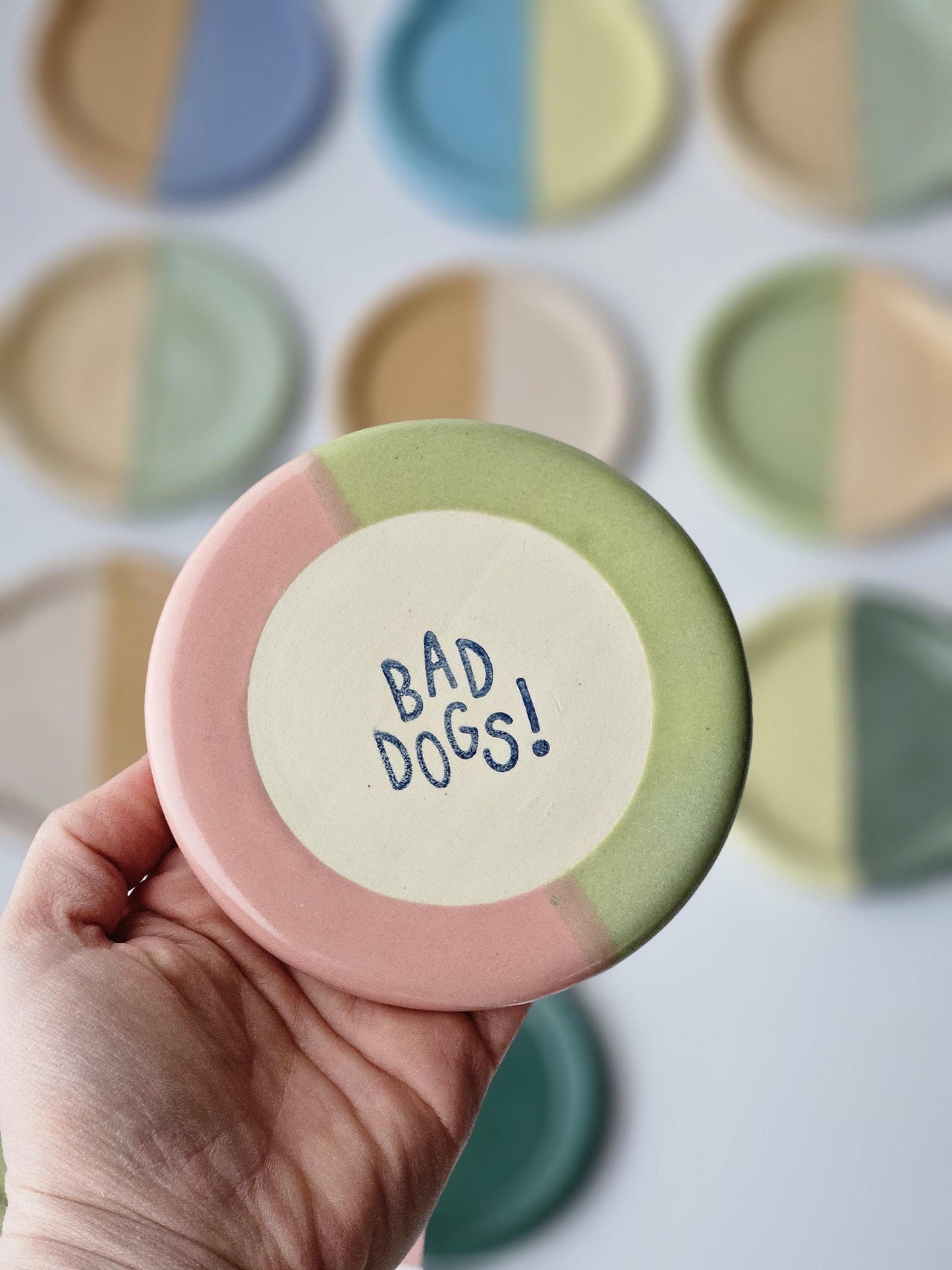 Half & Half Coaster (Ready to Ship) • Handmade Colorful Ceramic • Wheel Thrown Pottery • Small Plate • Color Block Coaster