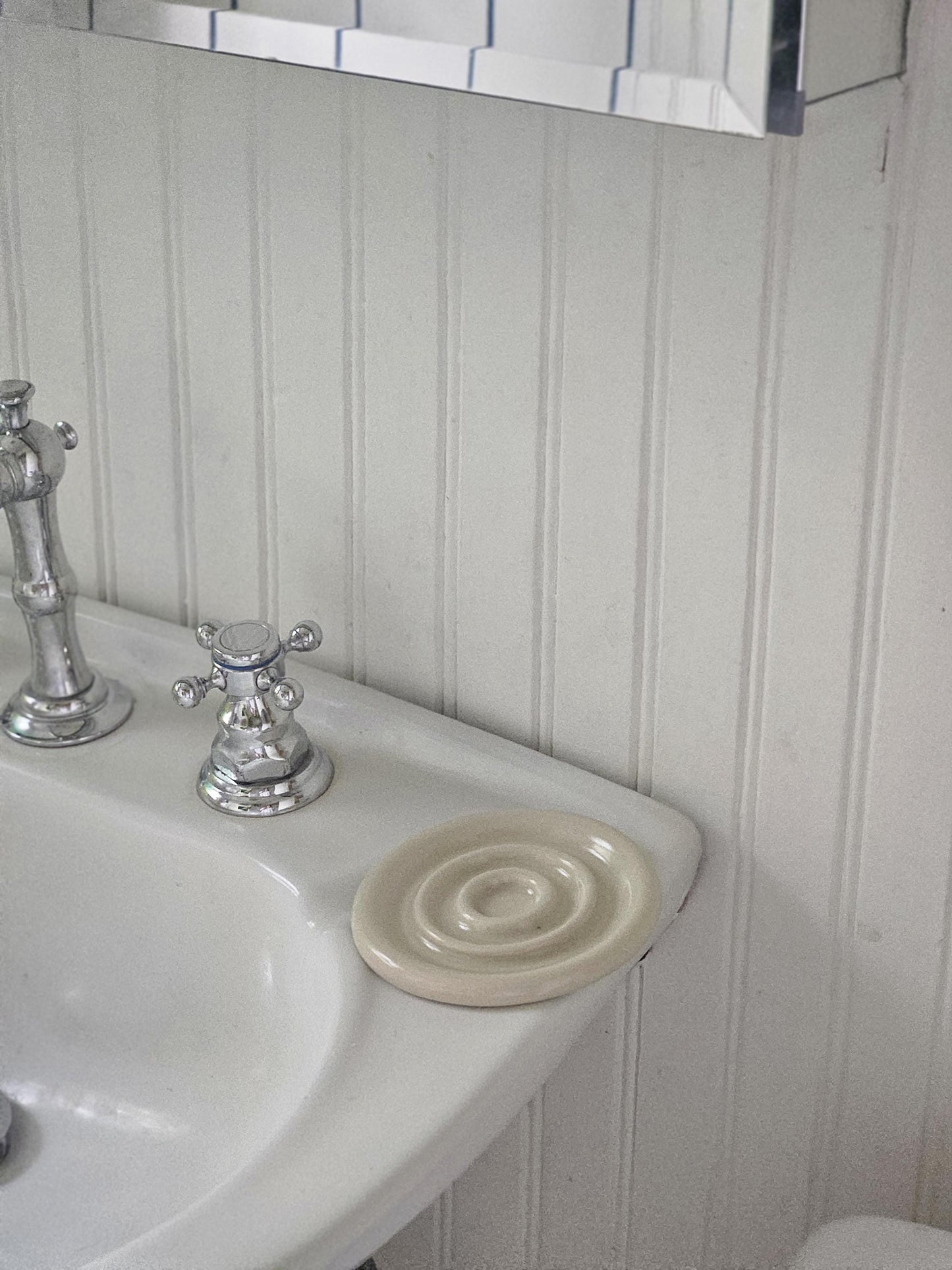 Spiral Soap Dish (Ready to Ship) • Handmade Pottery • Concentric Circle Coaster • Jewelry Dish