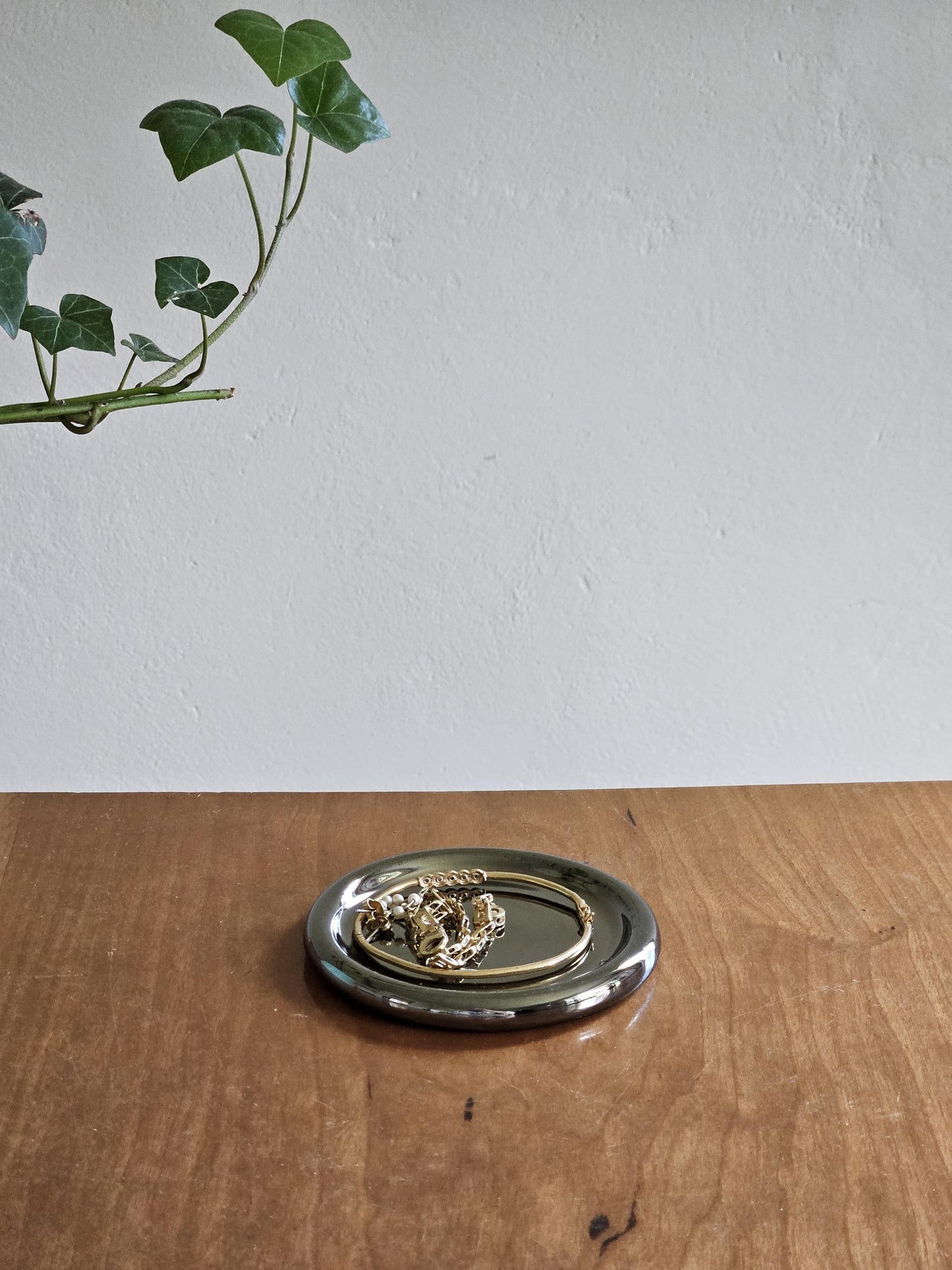 Chrome Ring Dish (Made to Order) • Handmade Wheel Thrown Ceramic • Silver Jewelry Tray