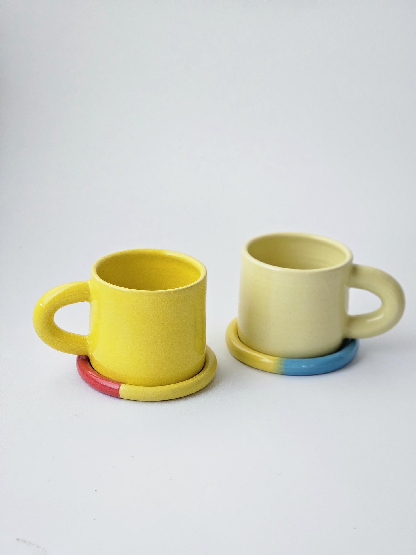 Half & Half Coaster (Ready to Ship) • Handmade Colorful Ceramic • Wheel Thrown Pottery • Small Plate • Color Block Coaster