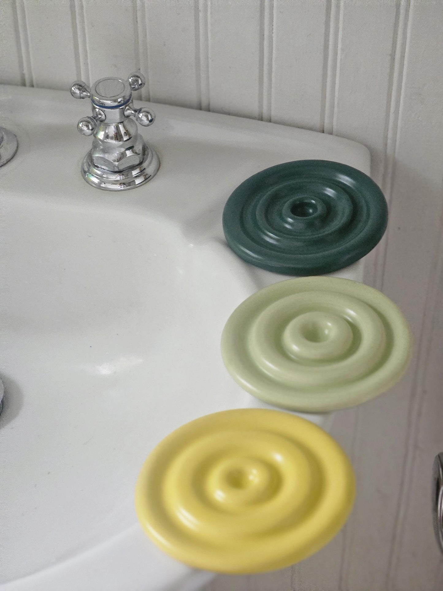 Spiral Soap Dish (Ready to Ship) • Handmade Pottery • Concentric Circle Coaster • Jewelry Dish