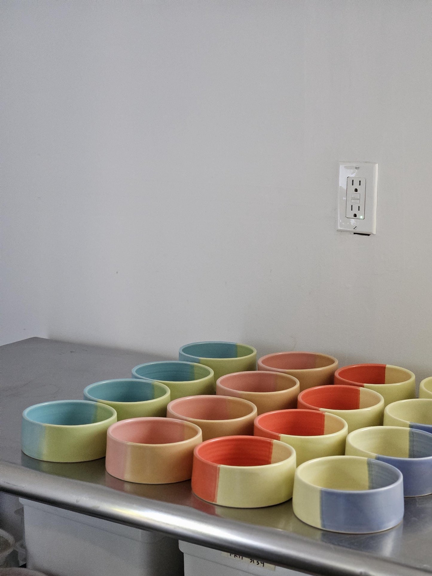 Half and Half Pet Dish (Made to Order) • Handmade Colorful Ceramic • Dog Bowl • Two-Toned Color Block Cat Dish
