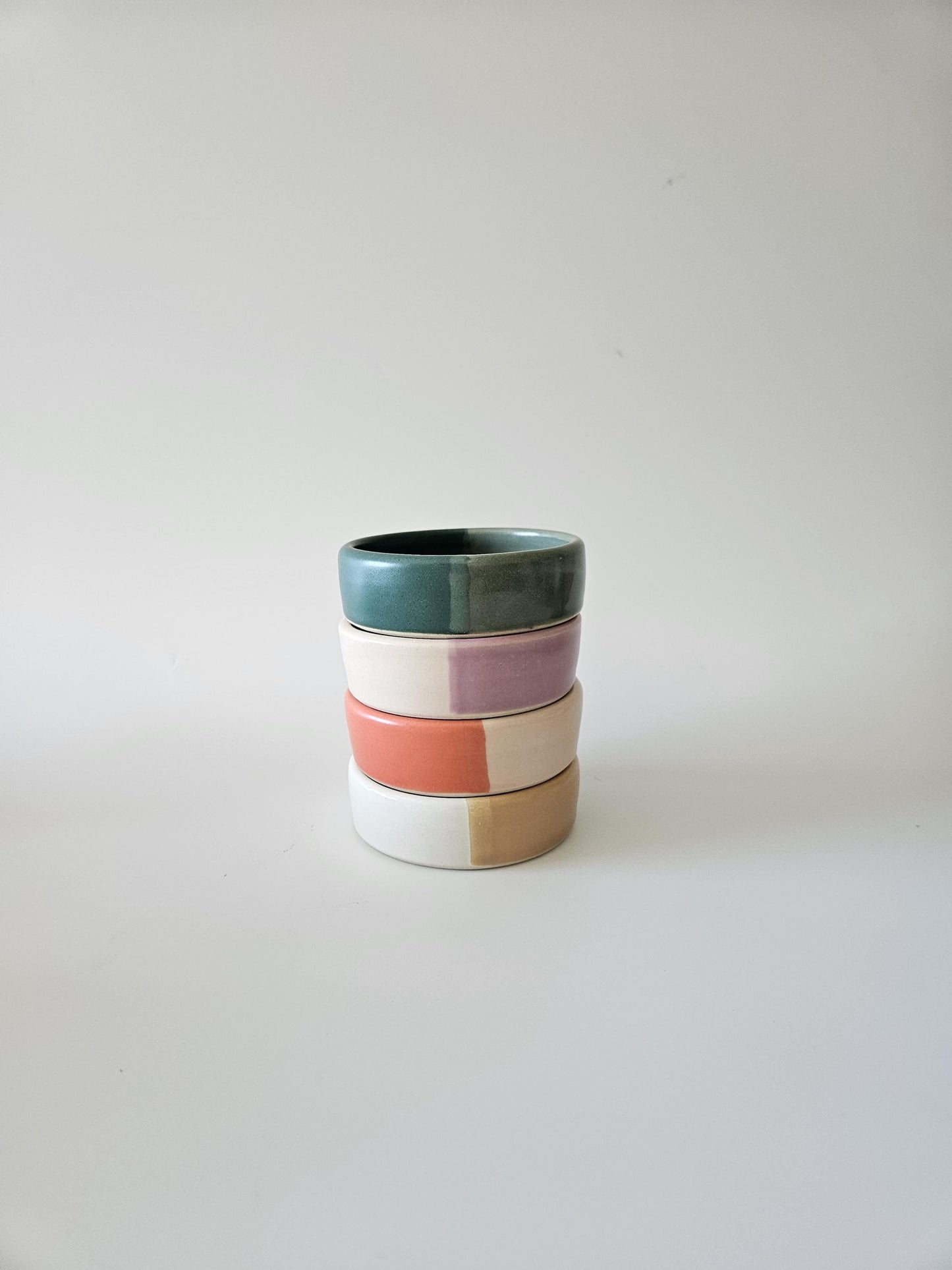 Half and Half Ramekin (Ready to Ship) • Handmade Wheel Thrown Ceramic • Two Toned Colorful Pottery • Small Ring Dish