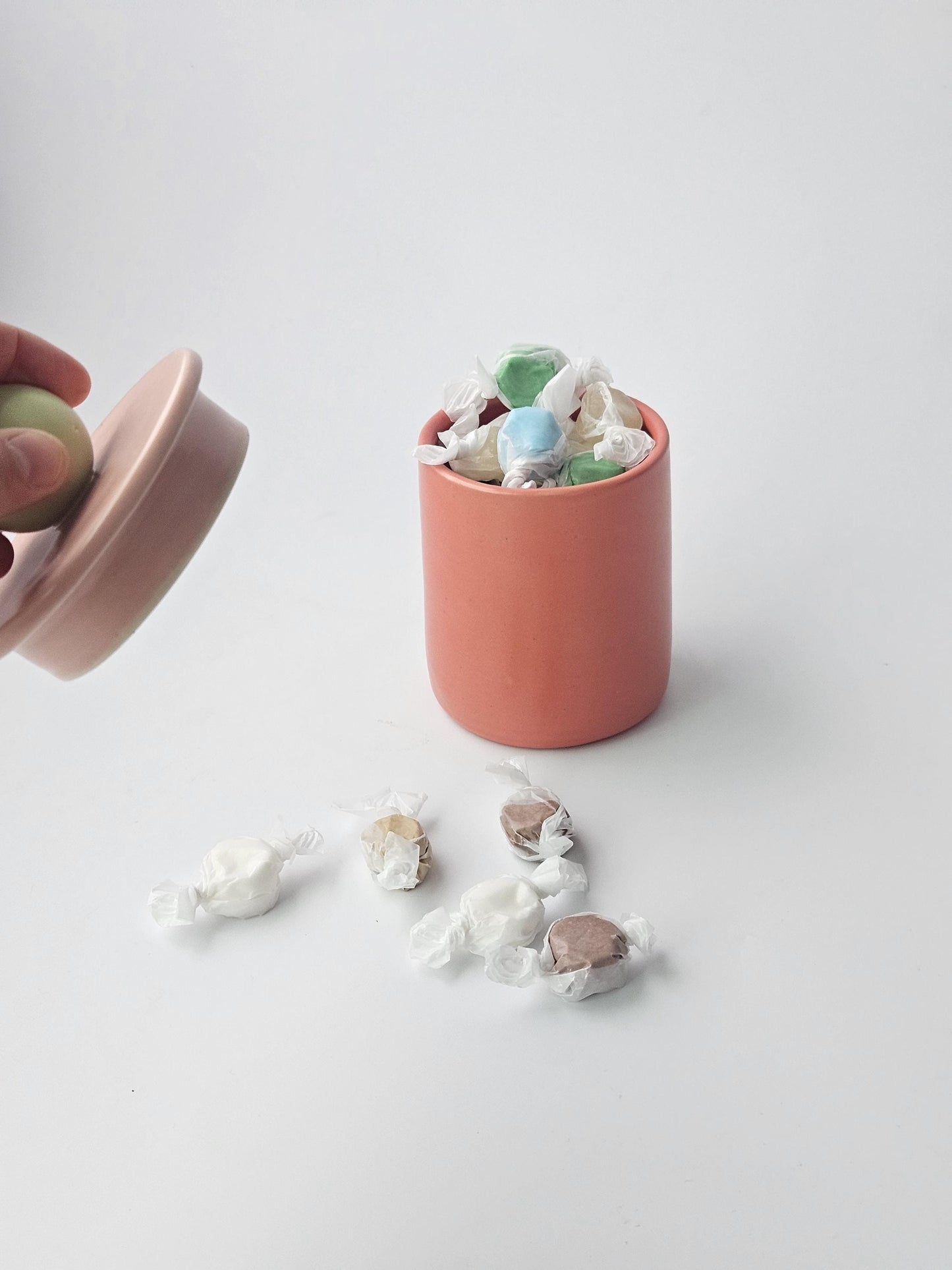 Candy Jar (Ready to Ship) • Tricolor Handmade Colorful Ceramic • Color Block • Wheel Thrown Pottery • Home Decor