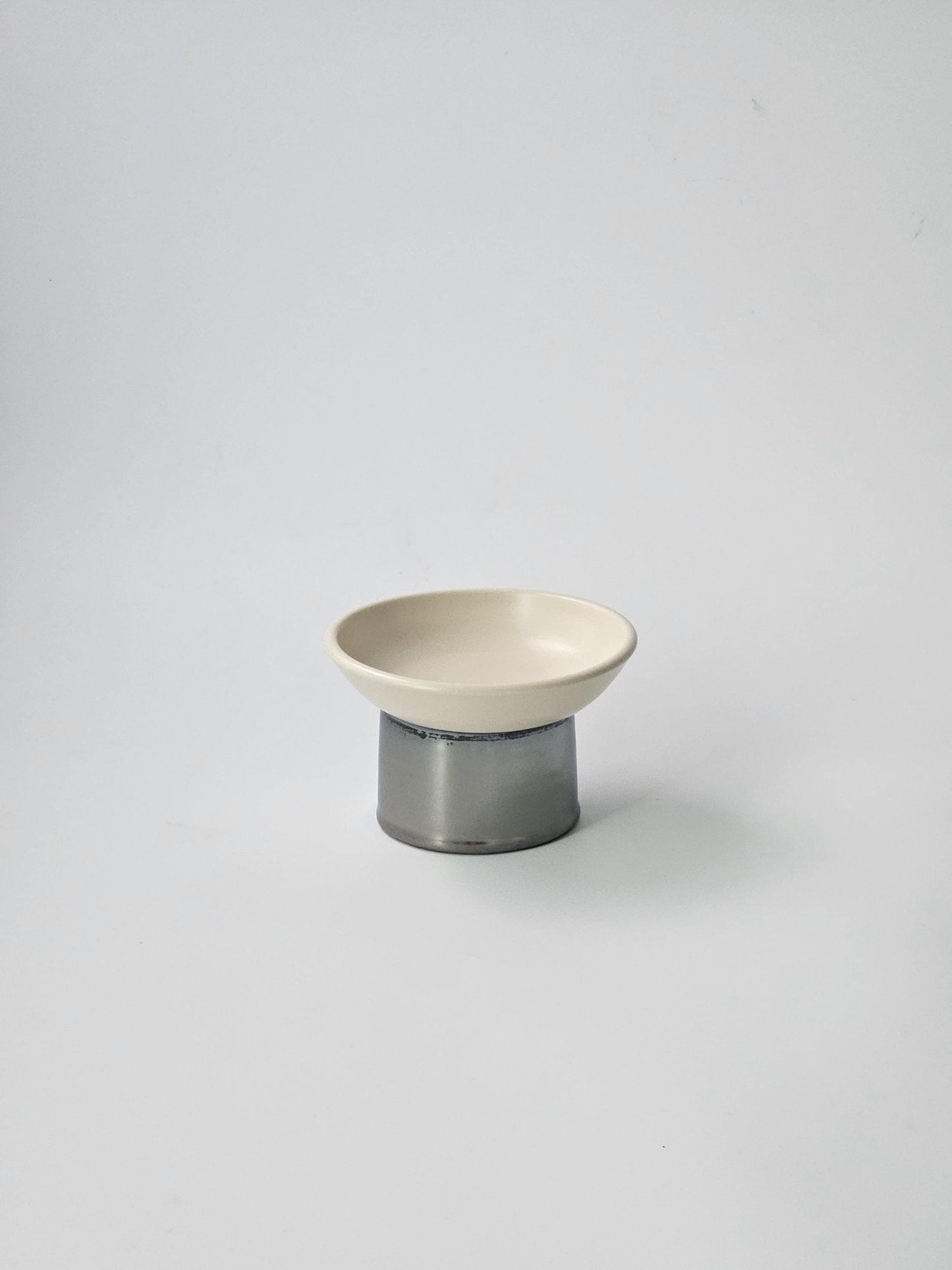 Handmade Ceramic Pedestal Dish: Chrome & Cream Footed Bowl