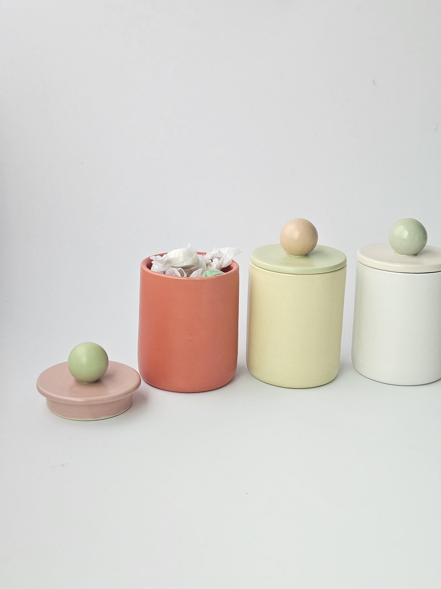 Candy Jar (Ready to Ship) • Tricolor Handmade Colorful Ceramic • Color Block • Wheel Thrown Pottery • Home Decor