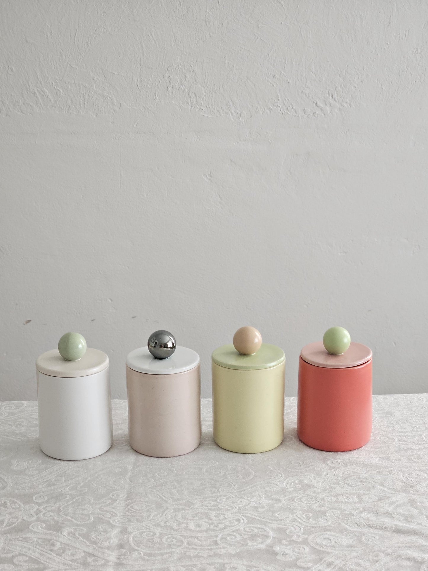 Candy Jar (Ready to Ship) • Tricolor Handmade Colorful Ceramic • Color Block • Wheel Thrown Pottery • Home Decor