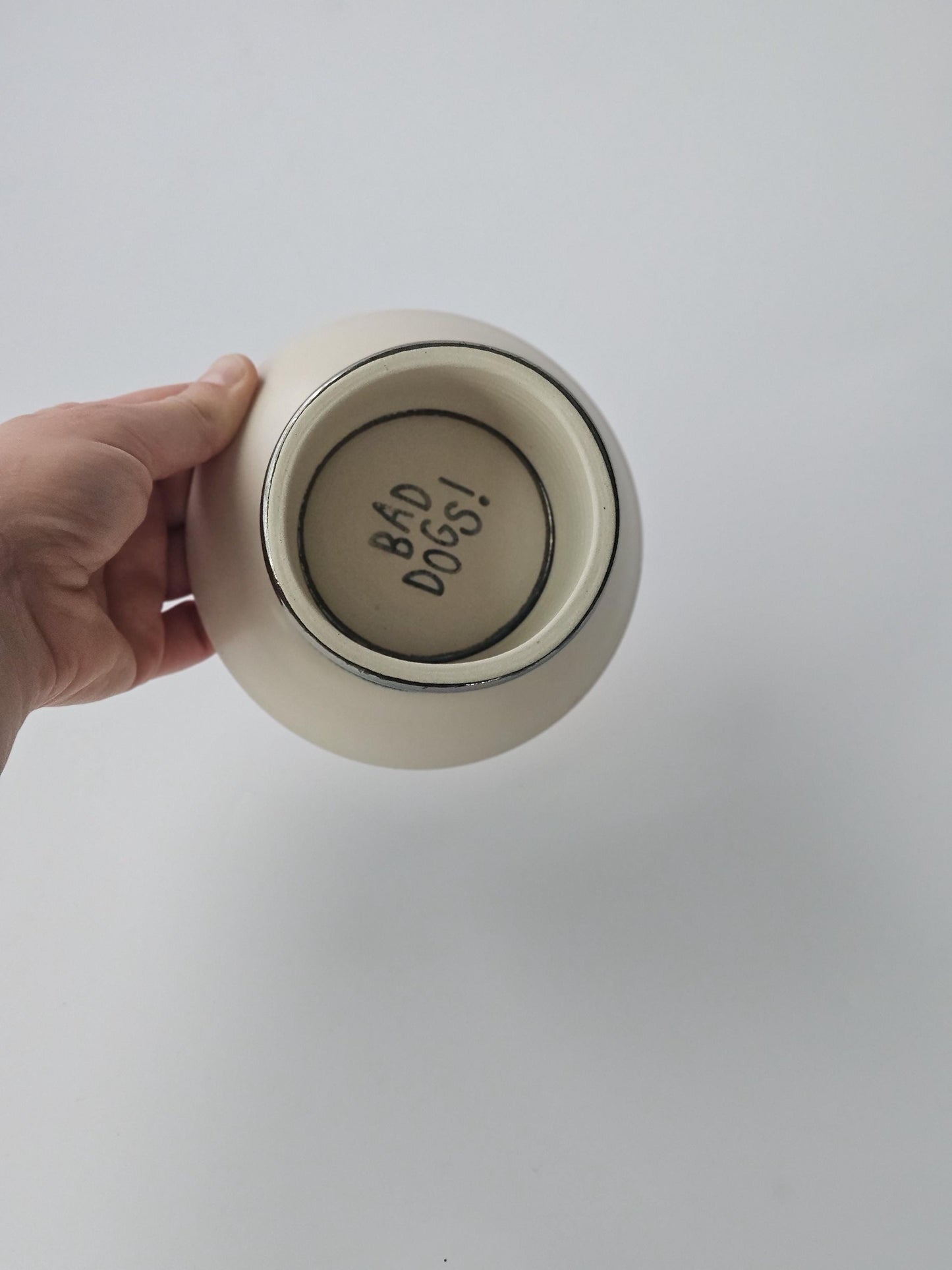 Handmade Ceramic Pedestal Dish: Chrome & Cream Footed Bowl