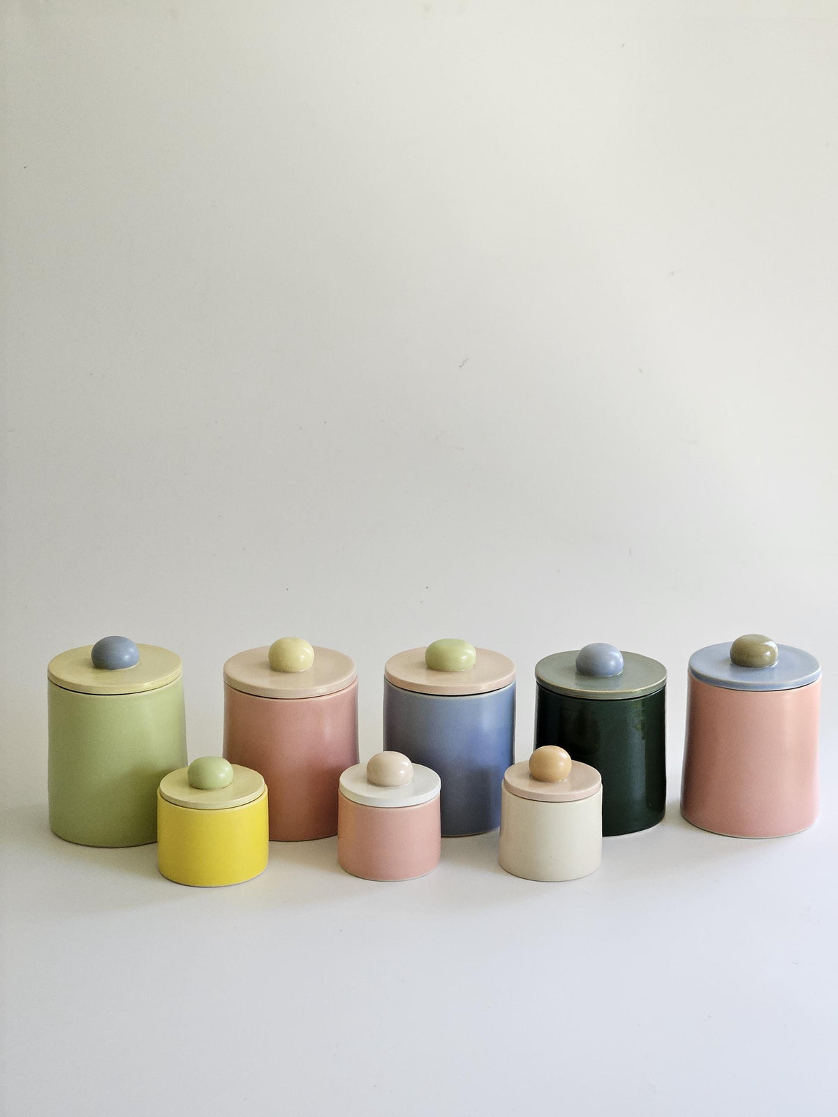 Candy Jar • Colorful Ceramic Wheel Thrown Jar • Handmade Color Block Pottery