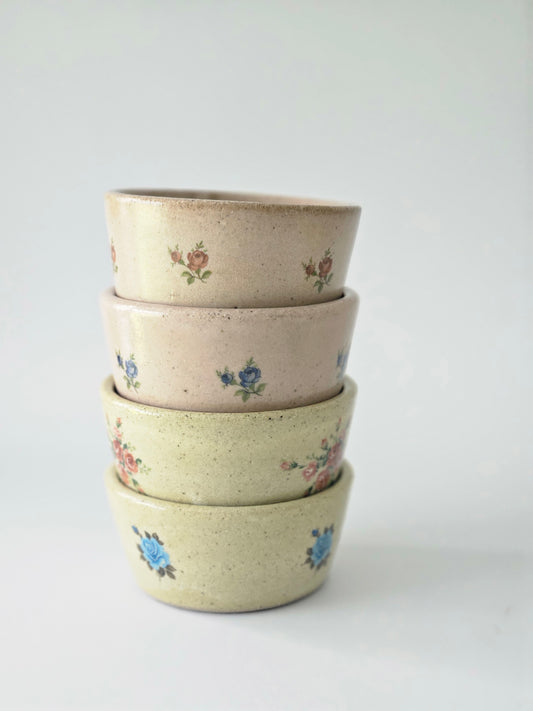 Small Dish with Vintage Floral Decals