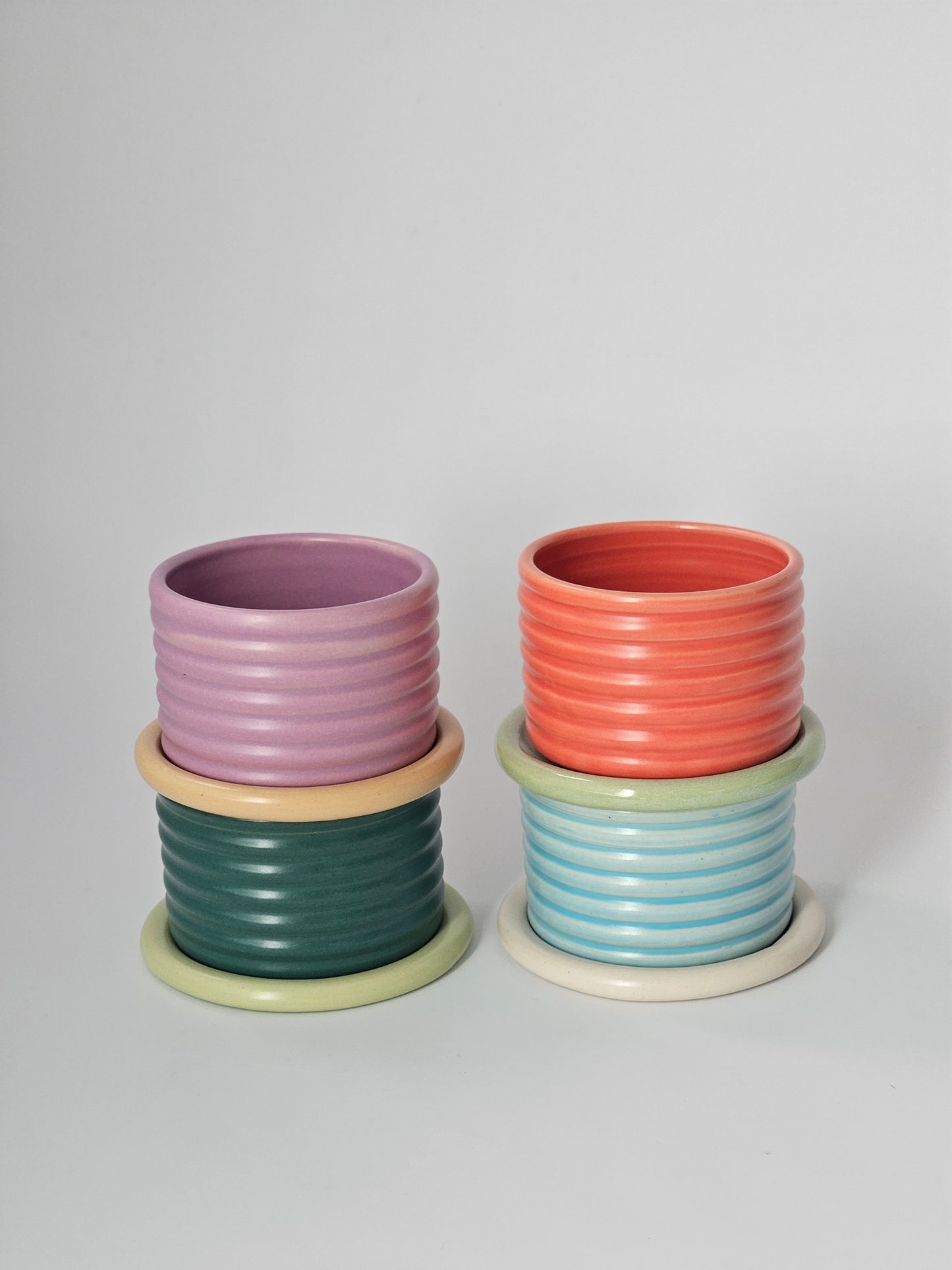 Bumpy Planter with Tray (Two-Toned) - Case of 2