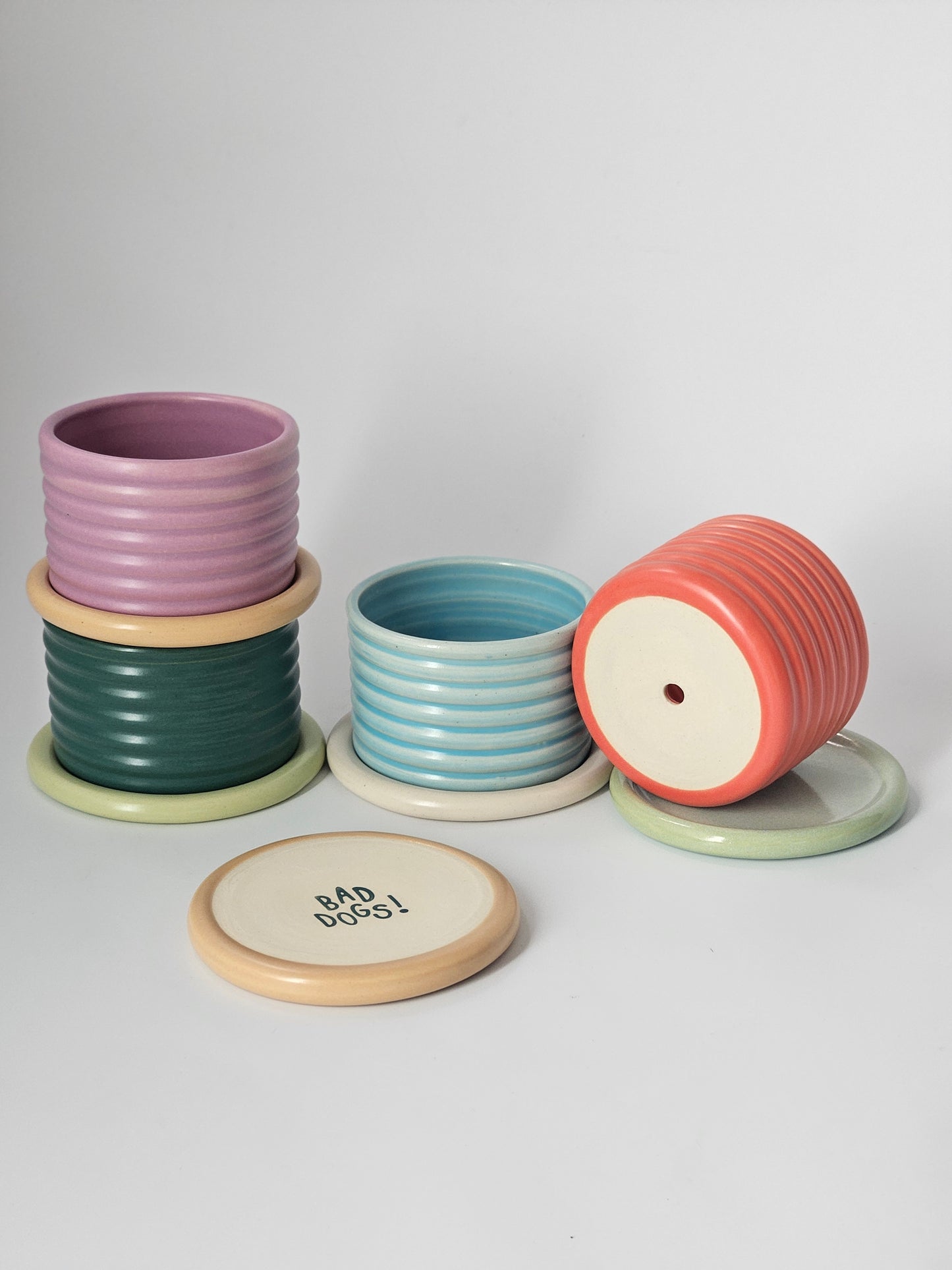 Bumpy Planter with Tray (Two-Toned) - Case of 2