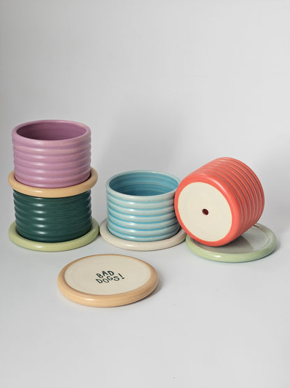 Bumpy Planter with Tray (Two-Toned) - Case of 2