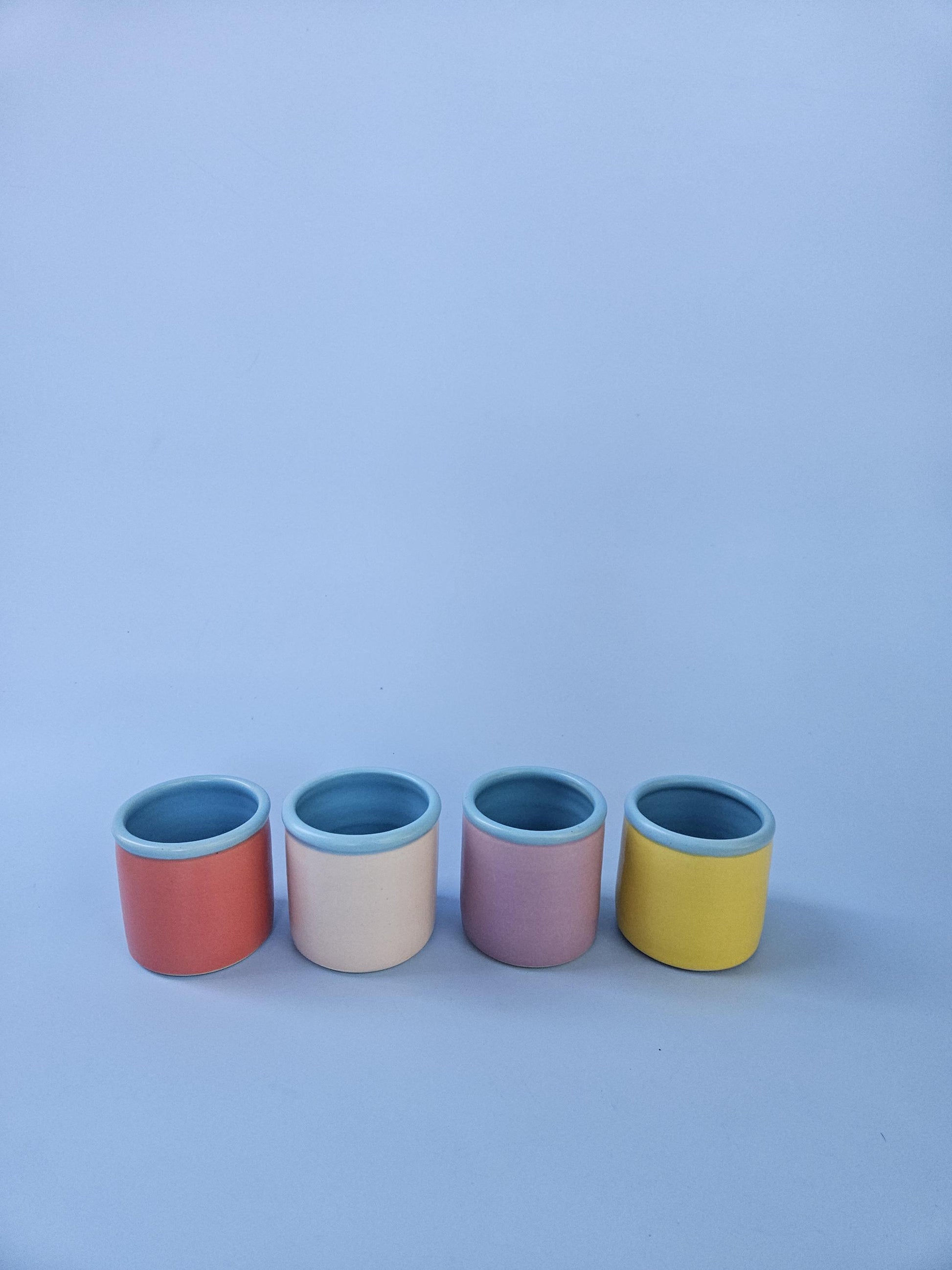 Handmade Colorful Rim Ceramic Cup: Wheel Thrown Pottery