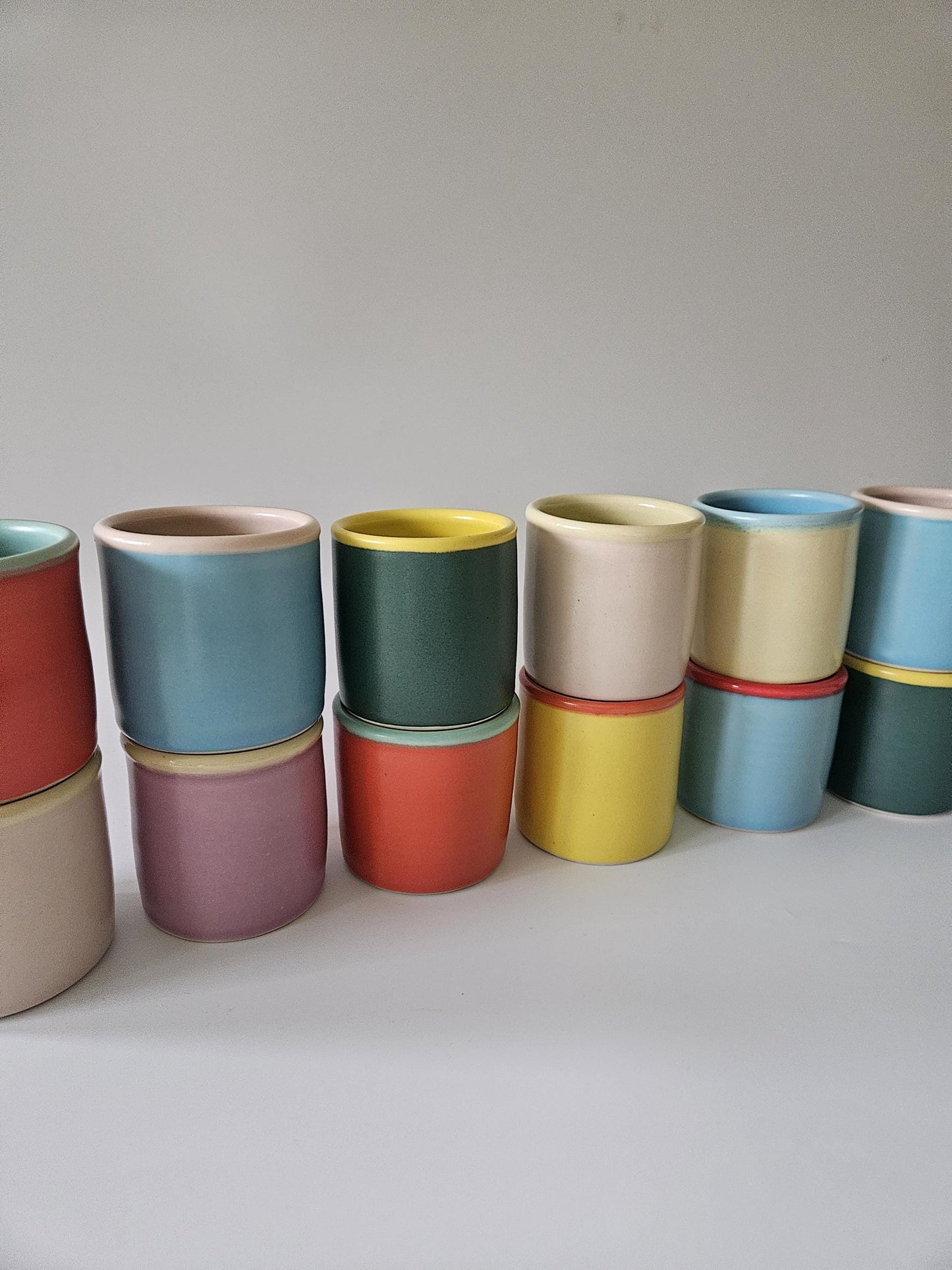 Handmade Colorful Rim Ceramic Cup: Wheel Thrown Pottery