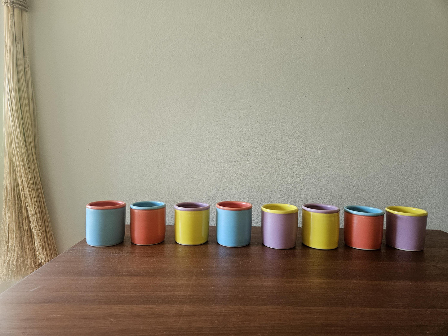 Handmade Colorful Rim Ceramic Cup: Wheel Thrown Pottery