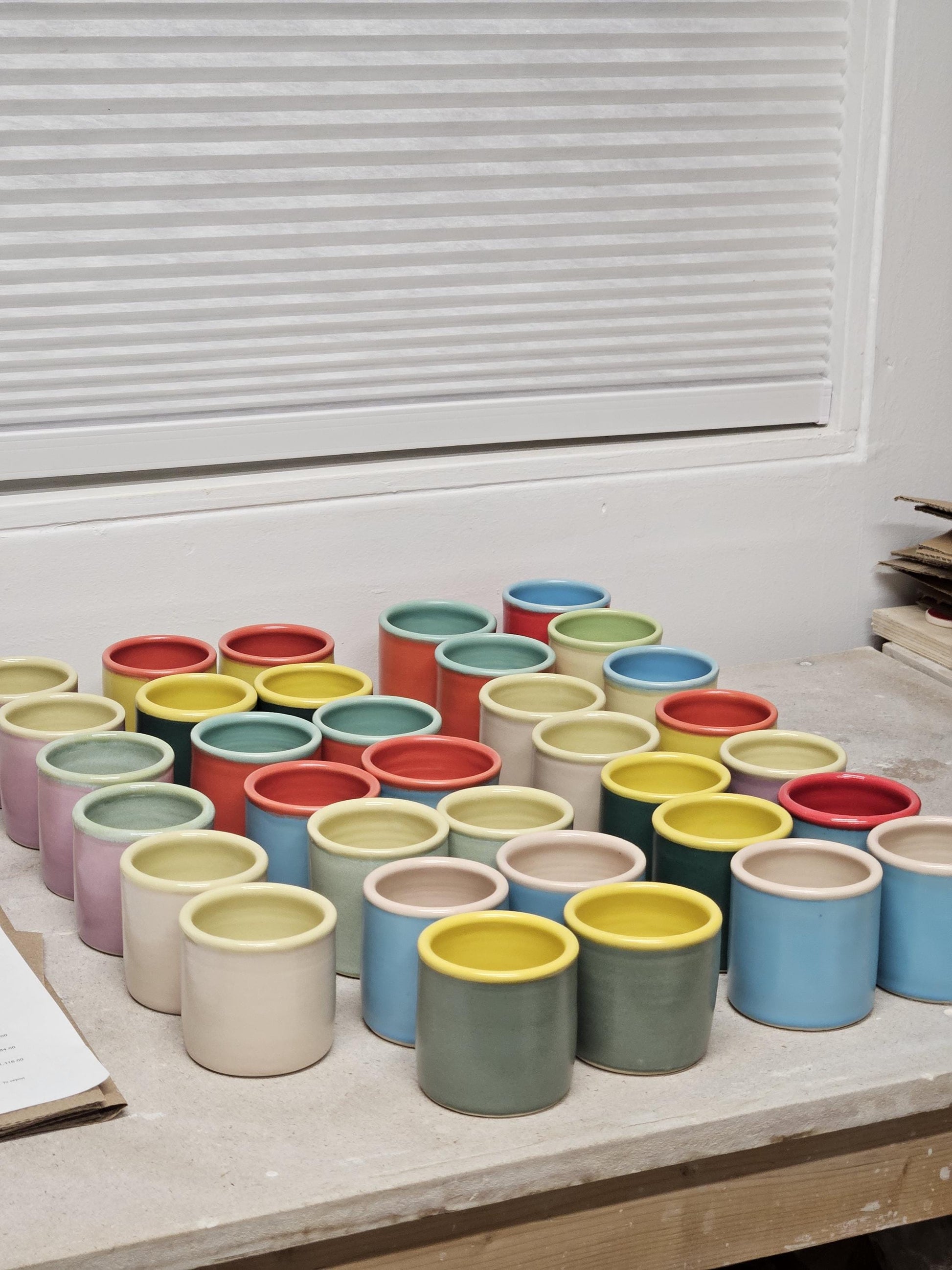 Handmade Colorful Rim Ceramic Cup: Wheel Thrown Pottery