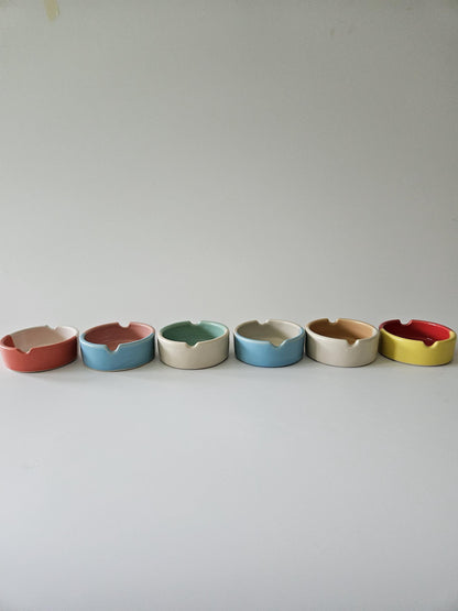 Handmade Color Block Ceramic Ashtray: Two-Tone Glaze (Made to Order)
