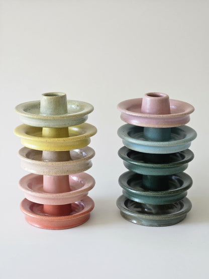 Taper Candle Holder (Ready to Ship) • Handmade Colorful Ceramic • Earthy Rustic Speckled Candlestick