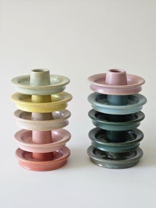 Taper Candle Holder (Ready to Ship) • Handmade Colorful Ceramic • Earthy Rustic Speckled Candlestick