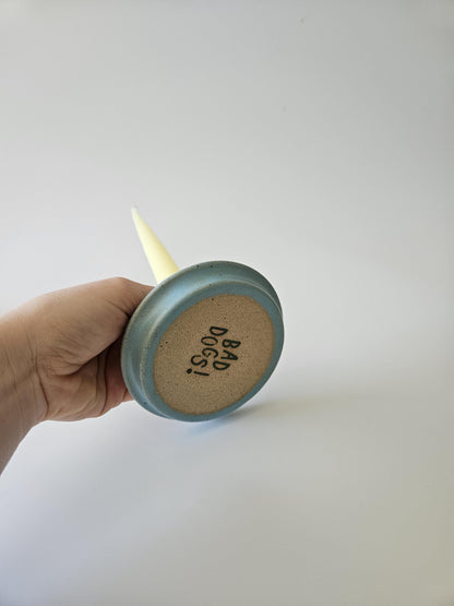 Handmade Ceramic Taper Candle Holder: Earthy Speckled Candlestick