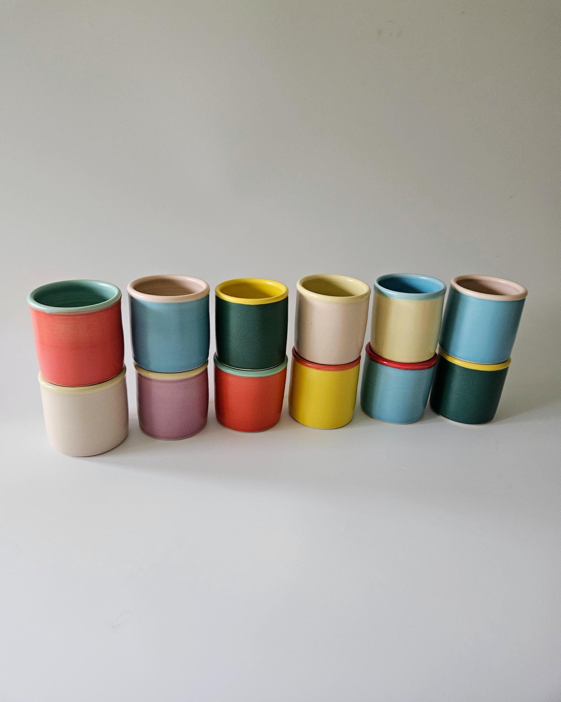 Handmade Colorful Rim Ceramic Cup: Wheel Thrown Pottery