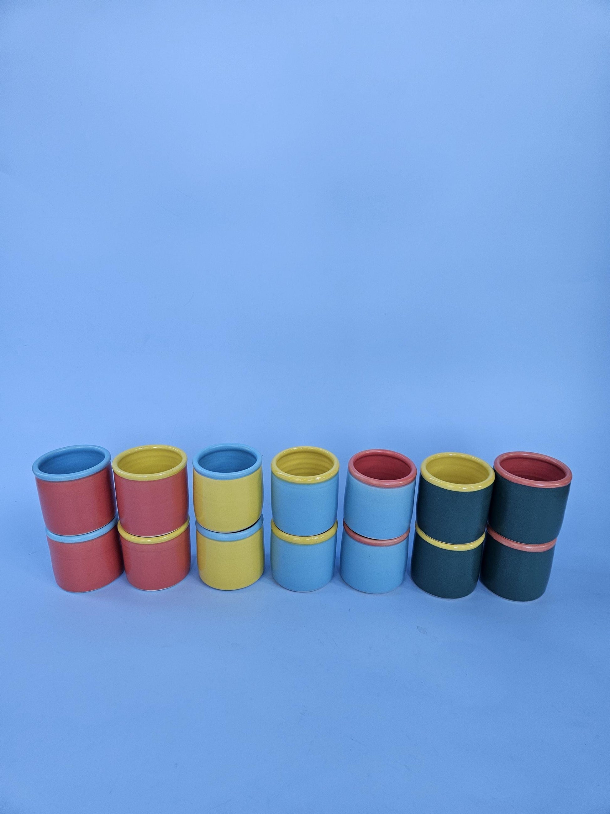 Handmade Colorful Rim Ceramic Cup: Wheel Thrown Pottery