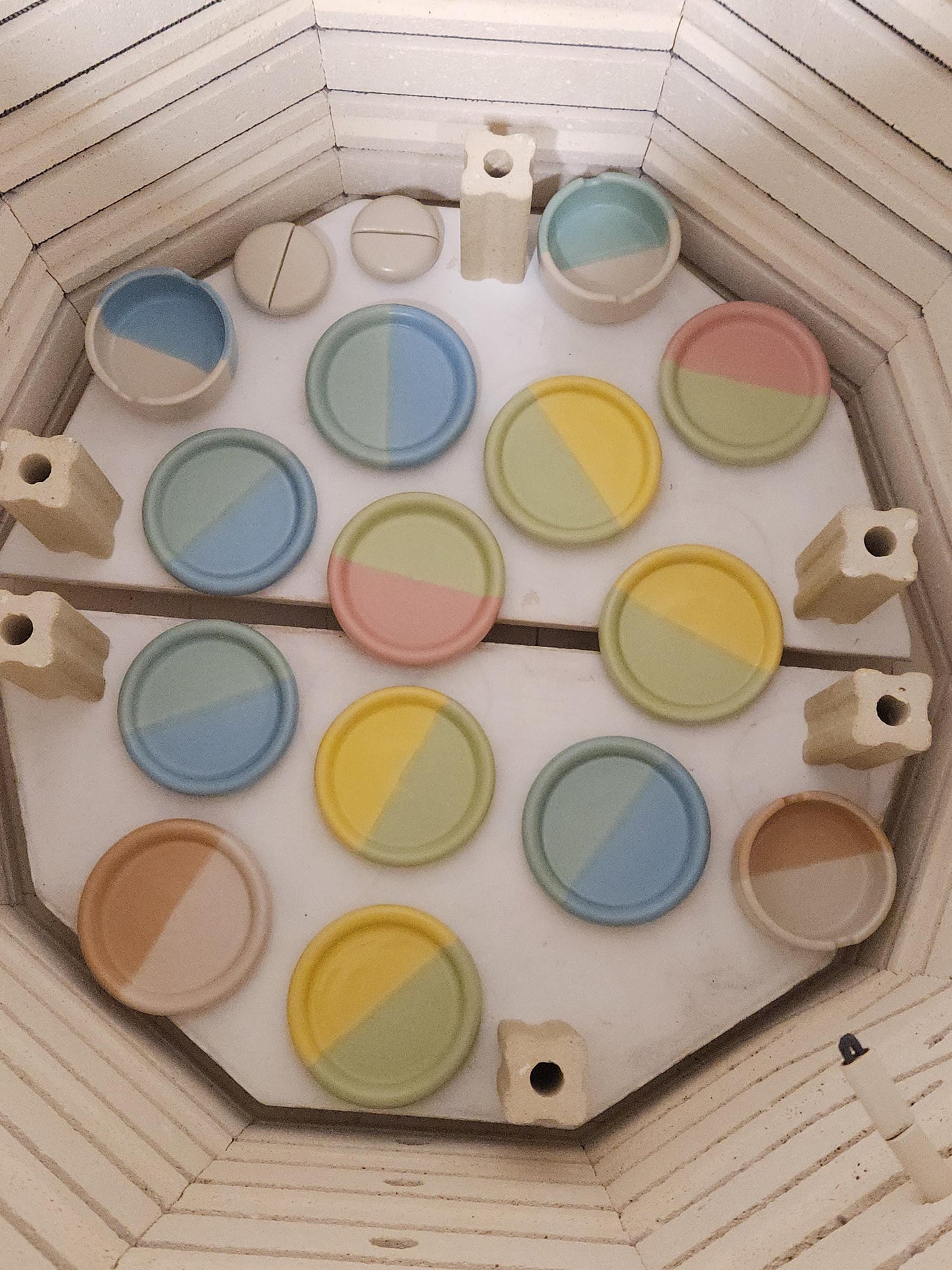 Handmade Color Block Ceramic Coaster: Wheel Thrown Pottery