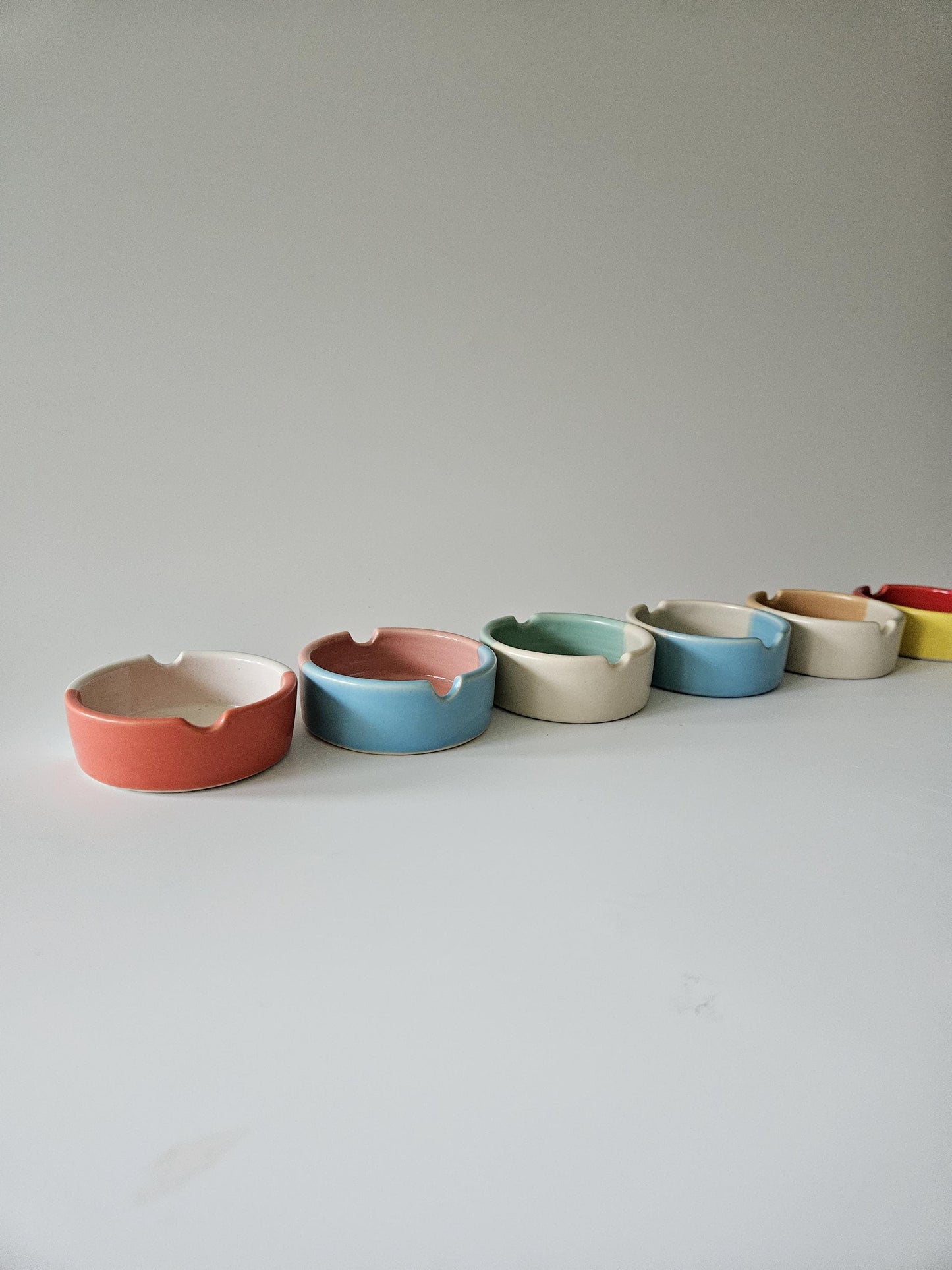 Handmade Color Block Ceramic Ashtray: Two-Tone Glaze (Made to Order)