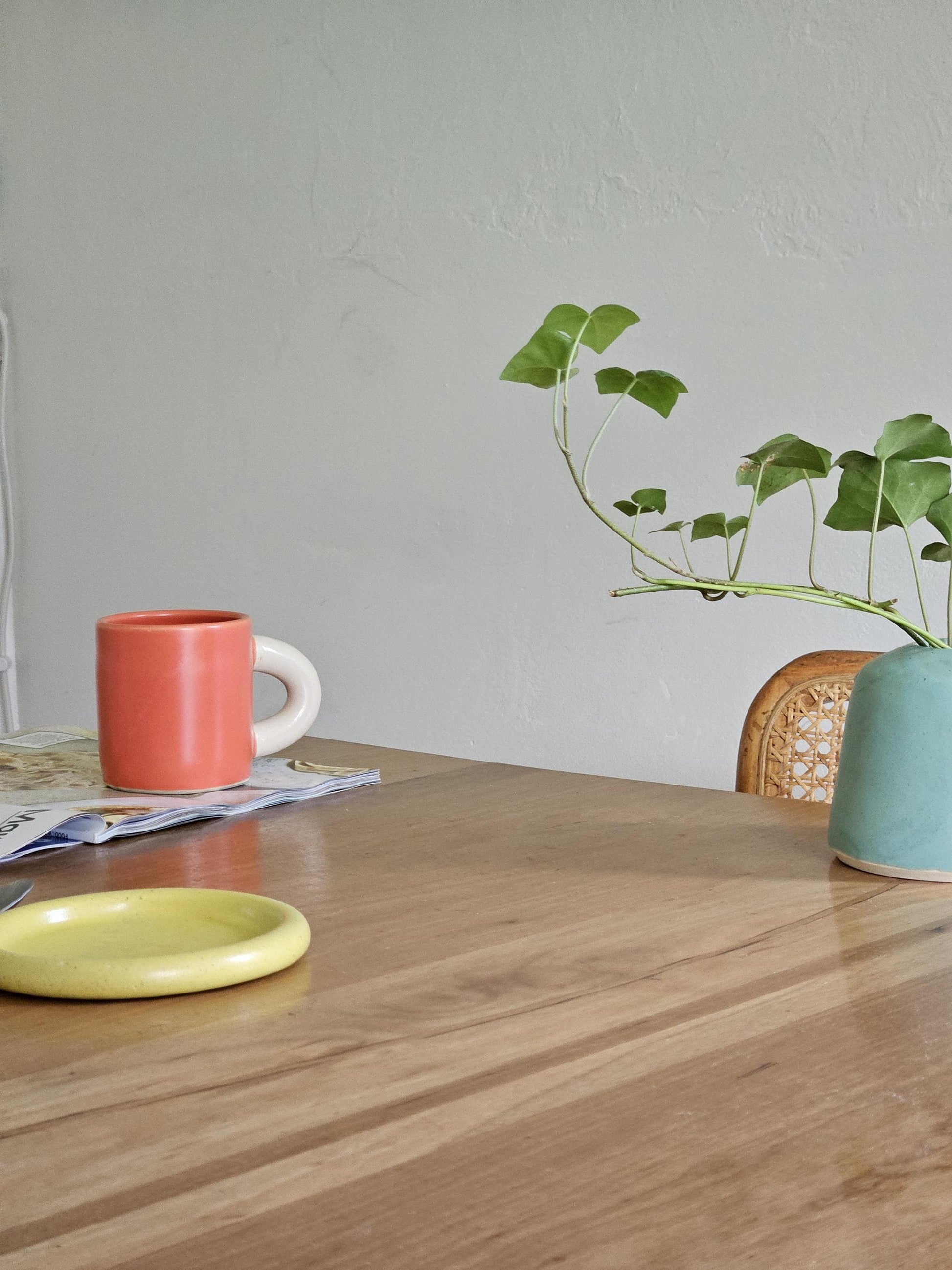 Handmade Two-Tone Ceramic Mug: Chunky Wheel-Thrown Pottery