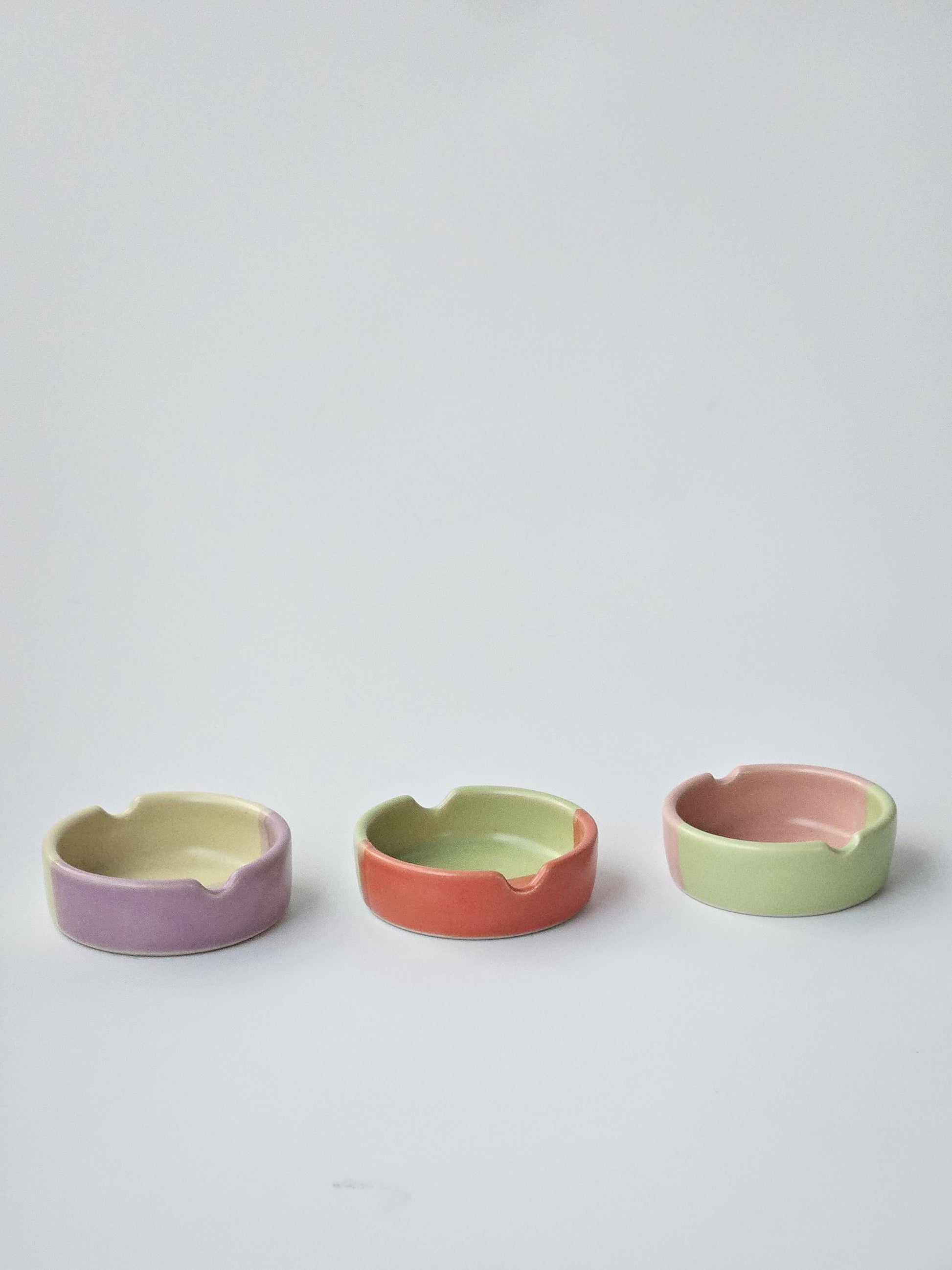 Half & Half Ashtray (Ready to Ship) • Color Block Ashtray • Handmade Colorful Ceramic • Pottery • Vintage Retro