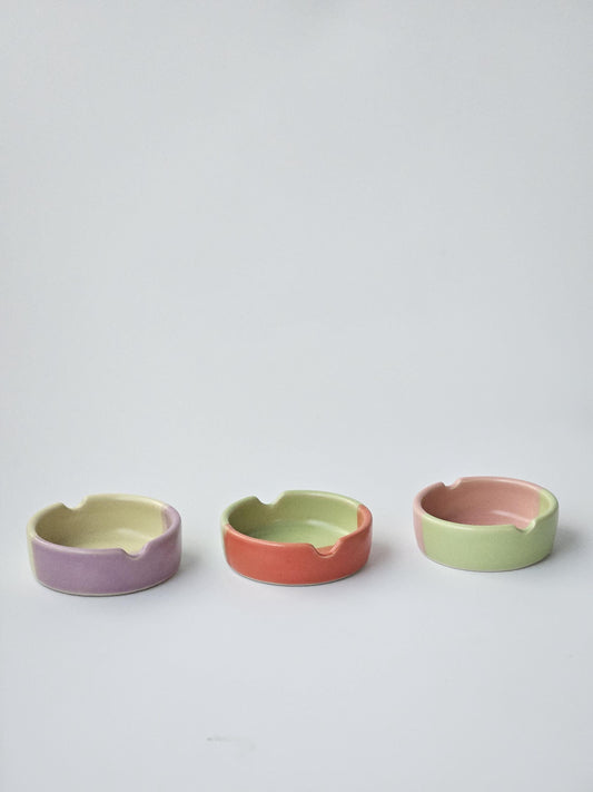 Half & Half Ashtray (Ready to Ship) • Color Block Ashtray • Handmade Colorful Ceramic • Pottery • Vintage Retro