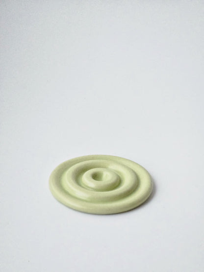 Spiral Soap Dish (Ready to Ship) • Handmade Pottery • Concentric Circle Coaster • Jewelry Dish