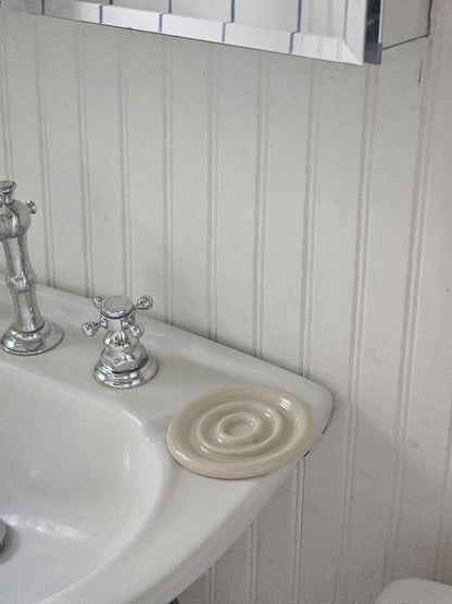 Spiral Soap Dish (Ready to Ship) • Handmade Pottery • Concentric Circle Coaster • Jewelry Dish
