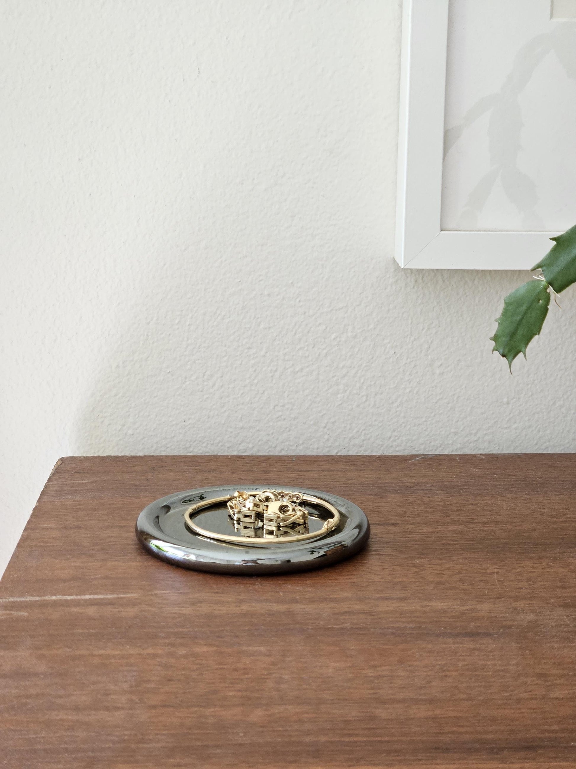 Chrome Ring Dish (Made to Order) • Handmade Wheel Thrown Ceramic • Silver Jewelry Tray