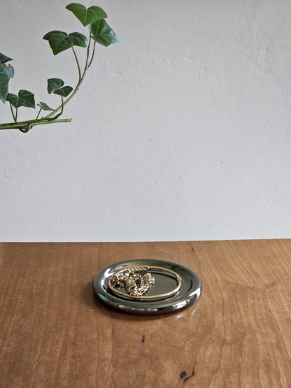 Chrome Ring Dish (Made to Order) • Handmade Wheel Thrown Ceramic • Silver Jewelry Tray