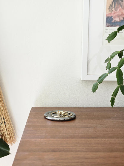 Chrome Ring Dish (Made to Order) • Handmade Wheel Thrown Ceramic • Silver Jewelry Tray