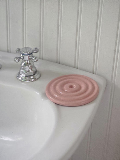 Spiral Soap Dish (Ready to Ship) • Handmade Pottery • Concentric Circle Coaster • Jewelry Dish