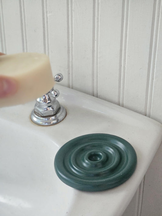 Spiral Soap Dish (Ready to Ship) • Handmade Pottery • Concentric Circle Coaster • Jewelry Dish
