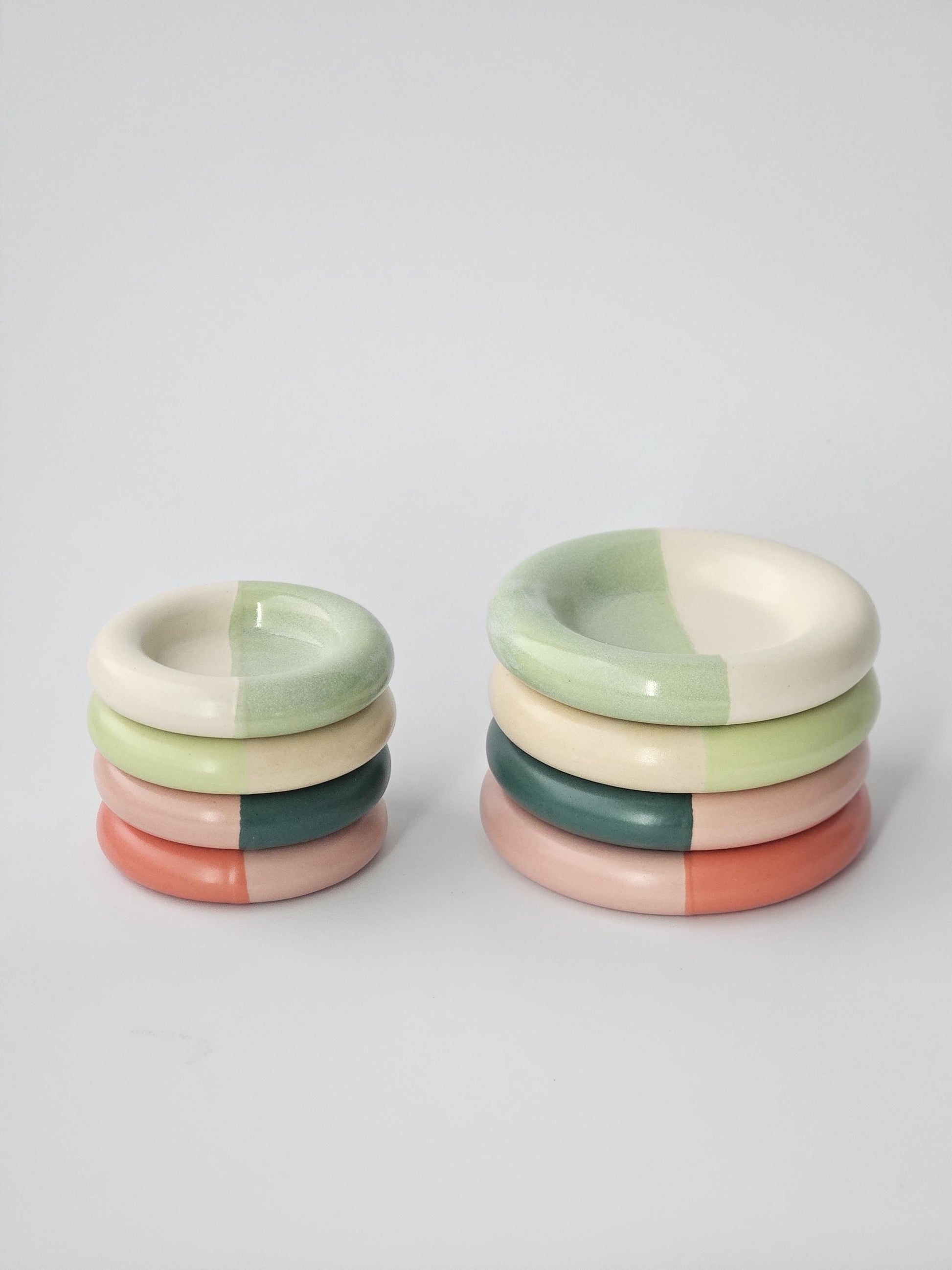 Medium 4.5" Half & Half Donut Dish (Made to Order) • Handmade Colorful Ceramic • Bubble Plate • Chunky Plate • Ring Dish