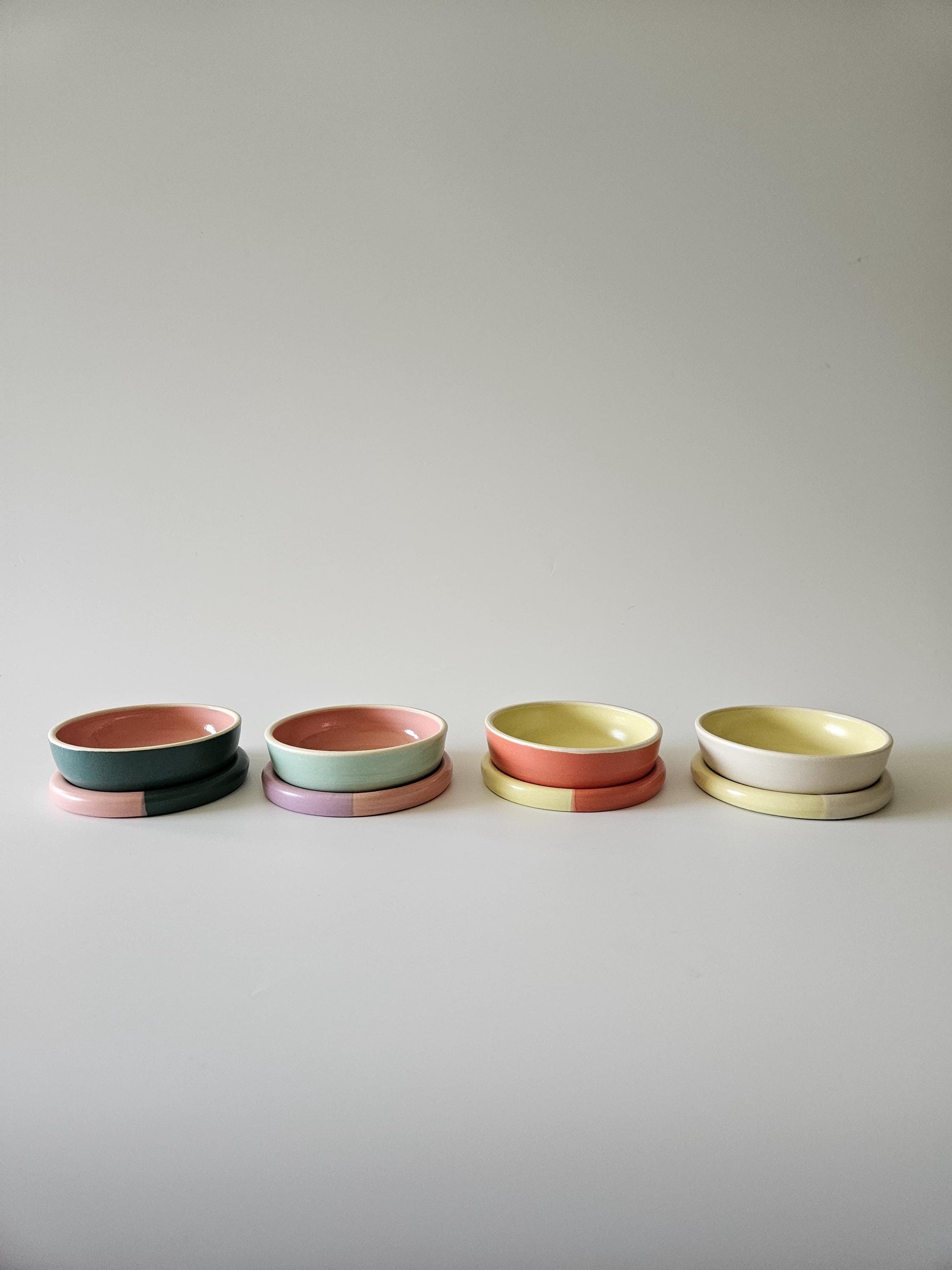Sauce Bowl, Two-Toned (Made to Order) • Handmade Colorful Ceramic • Small 4" Round Dish