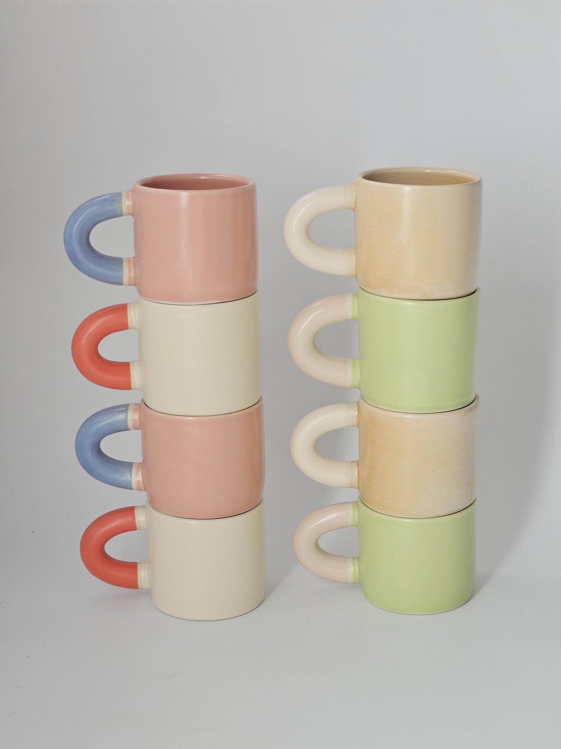 Handmade Two-Tone Ceramic Mug: Chunky Wheel-Thrown Pottery