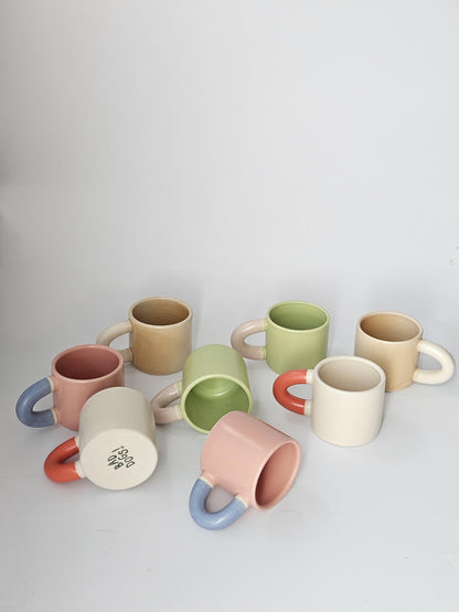 Handmade Two-Tone Ceramic Mug: Chunky Wheel-Thrown Pottery