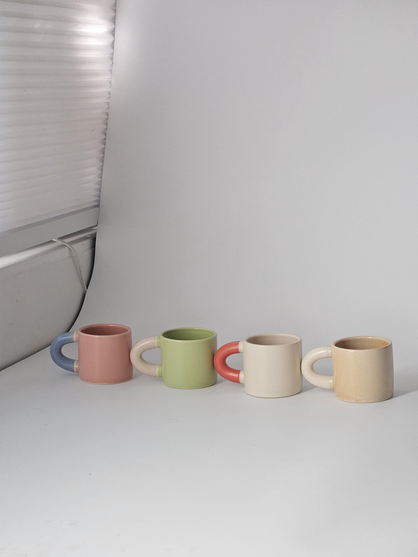 Handmade Two-Tone Ceramic Mug: Chunky Wheel-Thrown Pottery