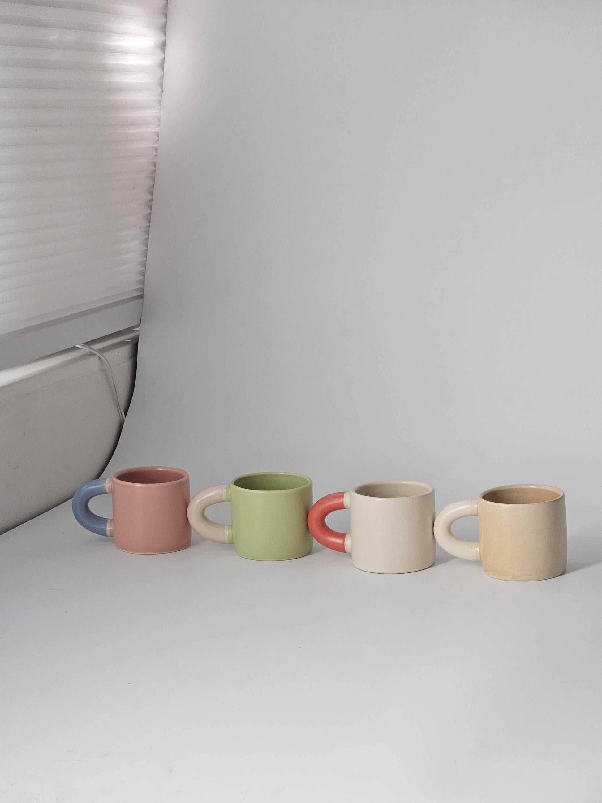 Handmade Two-Tone Ceramic Mug: Chunky Wheel-Thrown Pottery